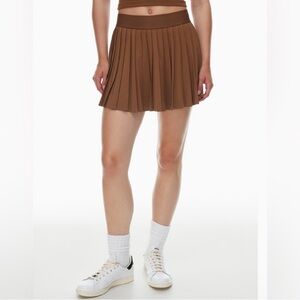 Aritzia Brown Pleated Mini Skirt
